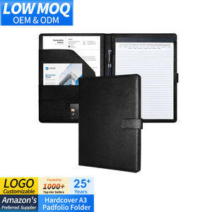 Bìa cứng A3 <span class=keywords><strong>padfolio</strong></span> danh mục đầu tư thư mục Faux Leather chủ thẻ kinh doanh tiếp tục tổ chức cho cuộc phỏng vấn Letter-Sized tài liệu - Product Image 1