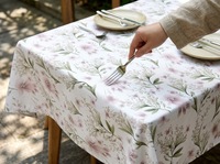 Nappe en vinyle rose à fleurs sauvages, housse de table en PVC et polyester avec imprimé floral