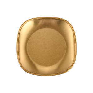 Assiette carrée en acier inoxydable 304, plat peu profond en métal pour servir les aliments, option couleur or ou argent - Product Image 3