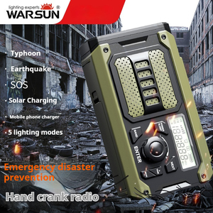 Warsun TG Multifuncional emergência resgate mão Tocha <span class=keywords><strong>FM</strong></span> AM rádio Solar Desastre SOS banco de potência Distress antena lanterna - Product Image 2