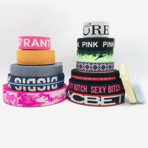Pita Pita Elastis Jacquard Lebar Kustom Logo Datar Cetak Timbul Desain Baru Dalam Anyaman Pakaian Dalam Ikat Pinggang Jahit Garmen - Product Image 1
