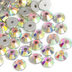 Wholesale Sew-on Clothes Accessories Rhinestones Flatback Chaton Stone Glass Crystal Rhinestone With Hole For Clothing