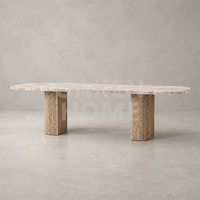 Tables à manger personnalisées faites à la main OAKEN avec plateau en marbre, tables rectangulaires modernes en bois massif pour salle à manger, meubles pour la maison