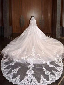 Voile de mariée 5 mètres de long voile de mariage en <span class=keywords><strong>dentelle</strong></span> avec peigne accessoires de mariage - Product Image 6