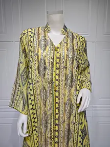 DG040257 Роскошная вышивка с блестками Рамадан Эйд Джалабия мусульманское Дубай арабское платье абайя марокканское платье кафтан джалабиат женское платье