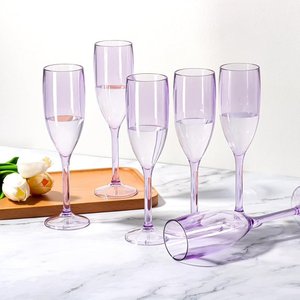 Elegant Light Purple Acrylic Champagne Flutes Unbreakable Plastic Wine <b>Glasses</b> Reusable Toasting Cups for Event Rental Supply - Product Image 4
