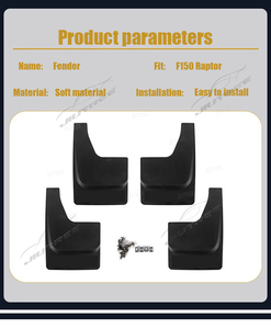 JIUTREE pour F150 Raptor 2021-2024 garde-boue, ensemble de fusées de roue à peindre riveté lisse mat noir Style de poche, 4ps - Product Image 6