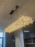 Lustre LED en cristal et acier inoxydable, étanche, de luxe léger, pour salle à manger, moderne et minimaliste, pour villa, table, bar, comptoir