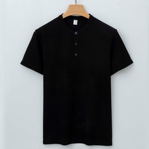 Men's Slim Fit T-<b>Shirt</b> with <b>Half</b>-<b>Button</b> Placket Unique Semi-Open Front Style Comfortable Cotton Blend for Layering - Product Image 3