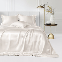 Collection de literie en soie de mûrier 100% pure, luxueuse et douce comme un nuage, 4 pièces avec drap-housse, drap plat et 2 taies d'oreiller