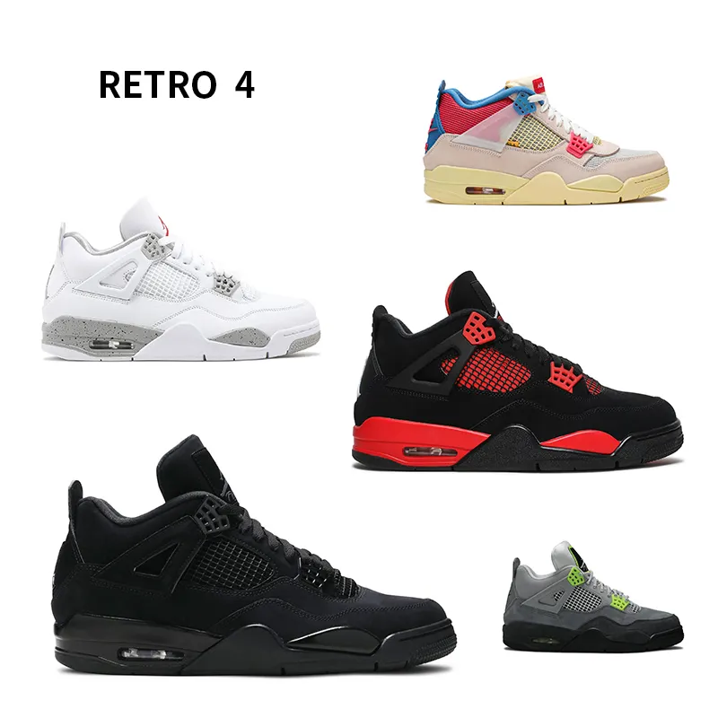 Brand basketball shoes air J 4 retro black cat white oreo red thunder zapatillas sneakers AJ 1 3 4 5