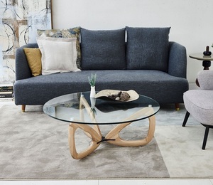 Stile nordico in <span class=keywords><strong>legno</strong></span> di frassino 12mm tavolo laterale in <span class=keywords><strong>vetro</strong></span> di lusso rotondo in <span class=keywords><strong>legno</strong></span> moderno <span class=keywords><strong>tavolino</strong></span> da caffè per soggiorno - Product Image 6