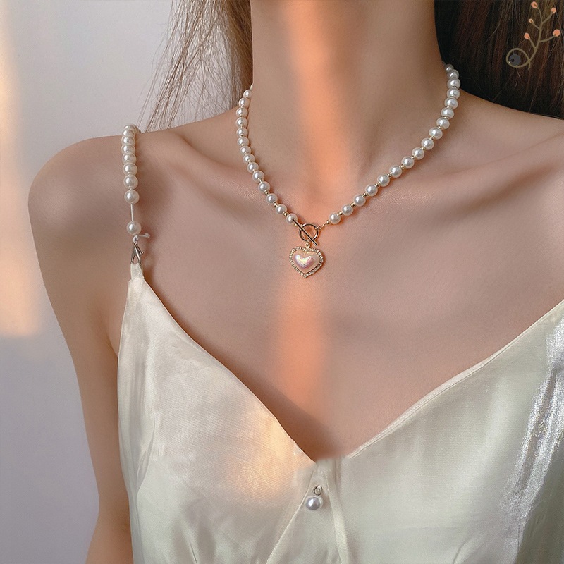 Korean Pearl Necklace with Heart Ot Clasp - Perfect Gift