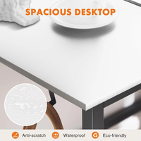 Petit bureau d'écriture rectangulaire en métal pour la maison, la chambre, le bureau, gain de place, bureau d'ordinateur blanc avec sac de rangement