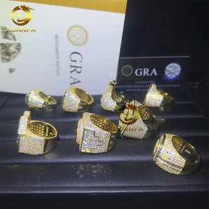 Nhẫn Bộ sưu tập đồ trang sức mỹ vượt qua Kim Cương Tester vvs moissanite Iced out Nhẫn người đàn ông đá 925 Bạc Vàng moissanite Nhẫn - Product Image 5