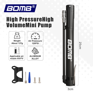 BOMB Aluminum Bicycle Pump High Pressure 130-160PSI Manual Air Inflator for Cycling with <b>Valve</b> Adapter - Product Image 6