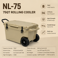 Glacière à roulettes haute performance LLDPE 75QT, robuste, pour camping, stockage de bière, pêche, rotomoulée, avec fonction chaise