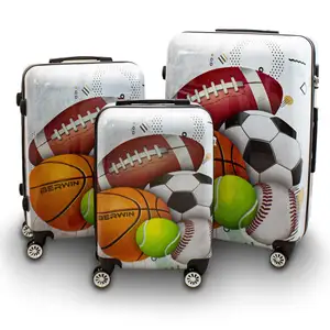 3 pezzi valigia con stampa a sfera ABS PC borsa da viaggio Trolley con Spinner ruote Set bagagli