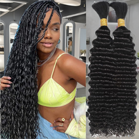 Cheveux humains brésiliens bruts à cuticules intactes pour tressage, tresses brésiliennes vierges, Deep Water Wave, en vrac, double trame machine, 12A, ondulés bouclés