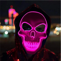 Masque d'Halloween lumineux à LED 7 couleurs de haute qualité en stock pour les fêtes, masque de fête effrayant en gros, masque de crâne squelette fantôme