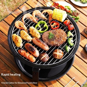 Barbecue portable au <span class=keywords><strong>charbon</strong></span> de bois, gril multifonctionnel en fer pliable et détachable, pour camping en plein air et cour - Product Image 5