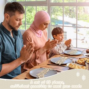 24 adet ramazan mübarek plaka ayarı asılı ahşap kelime ramazan ahşap işareti Kareem ay yıldız Eid süslemeleri islam masa süsü - Product Image 5