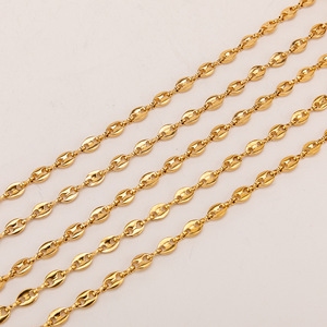 Chaîne Aceworks en acier inoxydable plaqué or 18 carats, motif grain de café, vendue au mètre pour la fabrication de bijoux DIY (colliers, bracelets, chaînes de cheville) |   Largeur de 5 mm - Product Image 5