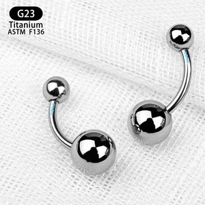 F136 <b>Titanium</b> Navel <b>Ring</b> 14G 1.6mm Curved Barbell 8mm 5mm Ball Unisex Body Jewelry - Product Image 2