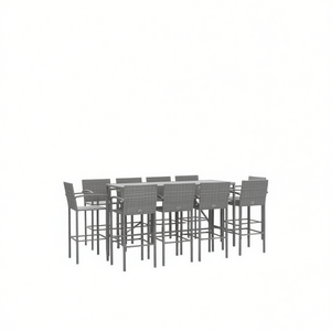 Conjunto de Bar de Jardín de Ratán Gris con Estructura Metálica Rectangular, Muebles de Bar Resistentes para Exteriores, Diseño Moderno y Contemporáneo - Product Image 1