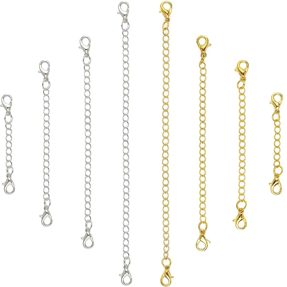 Großhandel Edelstahl Halskette Extender Kette Armband Extender Gold Silber Twist Chain Set mit Hummer verschlüssen