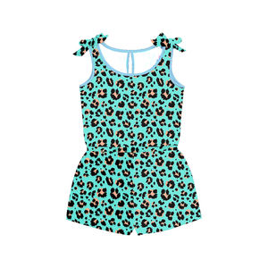 Romper Azul con Estampado de Leopardo para Niñas, con Tirantes Ajustables, Nuevo Romper de Verano para Bebés - Product Image 2