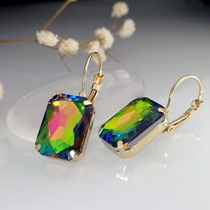 Orecchini Pendenti Geometrici Ottagonali con Dettaglio in Pietra Decorativa, Stile Minimalista, Accessori di Moda per Donne - Product Image 1