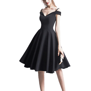 <span class=keywords><strong>Robe</strong></span> de soirée <span class=keywords><strong>noire</strong></span> sexy à col en V, style MANNI, pour femmes - Product Image 1