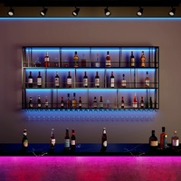 Meuble mural en fer pour bar, design panneau, présentoir à vin, vitrine d'art moderne, mobilier de maison réglable, pour restaurant et billard