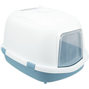 Bac à litière pour chat Primo XXL avec couvercle 56x47x71 cm bleu blanc - Product Image 1