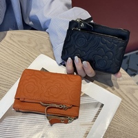 Dompet Camellia Elegan Berkualitas Tinggi Dompet Kulit Asli Wanita Klasik Dompet Koin Tempat Kartu Fashion Billetera