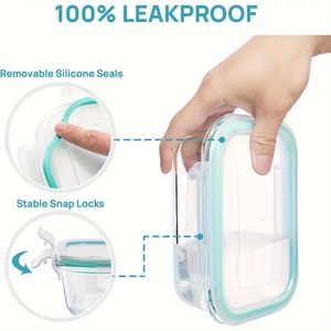 Wholesale 8 Pack Borosilicate Glass Food <strong>Containers</strong> With Airtight Buckle Lids Household Kitchen Food Organizer - Product Image 4