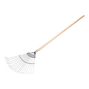 Râteau à feuilles en acier inoxydable avec manche en bois <span class=keywords><strong>de</strong></span> <span class=keywords><strong>balsa</strong></span>, outil agricole et <span class=keywords><strong>de</strong></span> jardinage extérieur, outils agricoles pour le jardinage - Product Image 1