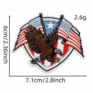 Nuove Toppe Ricamate Termoadesive Stile Stati Uniti per il Giorno dell'Indipendenza USA, Colori Rosso e Blu - Product Image 4