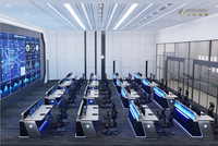 Escritorio de Oficina Comercial en Oferta, Consola de Centro de Comando con Estructura de Acero y Altura Ajustable, Consola Ergonómica
