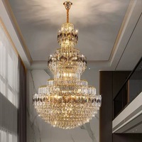 Grand lustre en cristal K9 personnalisable pour hôtels, villas, lofts, escaliers de luxe, luminaires de salon, installation suspendue en usine, taille moyenne