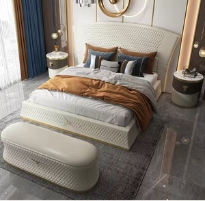 High-<b>end</b> Quality Leather Solid Wood Frame Luxury Durable Comfortable <b>Bed</b> Wholesale Soft <b>Bed</b> - Product Image 4