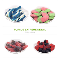 Groothandel Halal Bulk Gummy Candy Zacht Zuur Zoet met Verschillende Vormen Fruit Gemengde Smaken Suiker Bedekt Verpakt in Zakjes