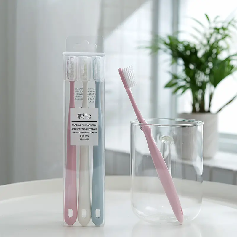 3pc Ultra-fine Soft Hair Eco Friendly Travel Toothbrush Soft Fiber Nano Manual Toothbrush Oral Hygiene Care Tools