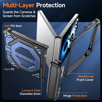 Étui de téléphone pliable magnétique avec cadre renforcé en TPU PC, résistant aux chocs, couverture complète de la charnière, trou pour cordon pour Samsung Galaxy Z Flip 8