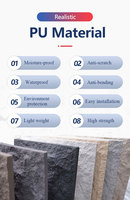 Panneaux muraux en pierre artificielle en polyuréthane PU mur extérieur en brique de pierre décorer le revêtement résistant au feu surface en pierre naturelle