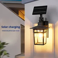 Lampe de jardin LED solaire moderne étanche IP65 Base en aluminium Applique murale extérieure pour Villa Cour et porte latérale Forme carrée