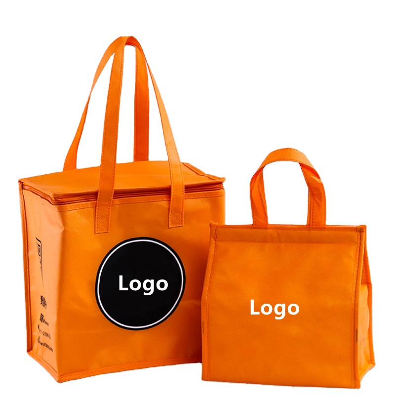 Портативная многоразовая Термосумка для ланча из нетканого материала с принтом логотипа на заказ, оптом