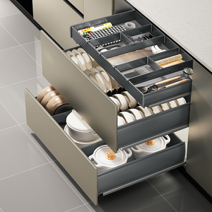 HNOSS Organisateur de tiroirs coulissants en aluminium <span class=keywords><strong>sous</strong></span> l'évier Panier coulissant en métal Paniers de rangement polyvalents dans le <span class=keywords><strong>tiroir</strong></span> - Product Image 3