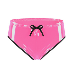 Prodotto Transfrontaliero Stile Europeo e Americano, Shorts Erotici in Pelle PVC Lucida con Fiocco Sexy e Lacci, Senza Entreperni - Product Image 4